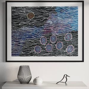 Seven Sister Dreaming<br> Maria Nampijinpa Brown <br> 95cm x 71cm